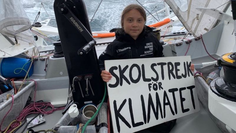 Crossing the Atlantic Ocean in 14 days on an eco-friendly yacht. Greta Thunberg